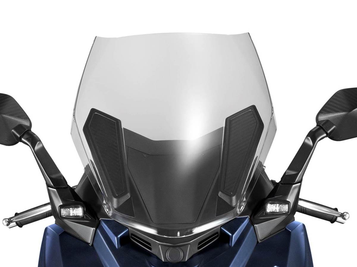車輛配備兩段可調式風鏡,騎士可根據騎乘環境調整風鏡高低。(圖/SYM提供)