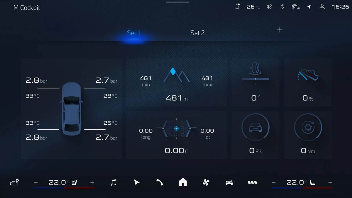 新版儀表板核心是名為M Cockpit的應用程式，它可在螢幕上呈現詳細的行車數據，甚至包括會影響操控的各種參數。（圖／BMW提供）