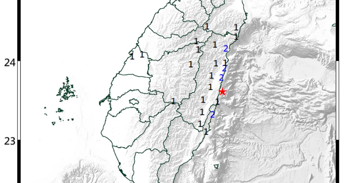 花蓮外海發生規模4.1地震。（圖／中央氣象署）