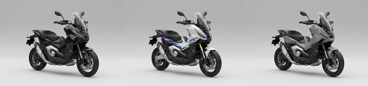 X-ADV由左至右石墨黑、消光白彩繪與消光灰。（圖／Honda Taiwan提供）