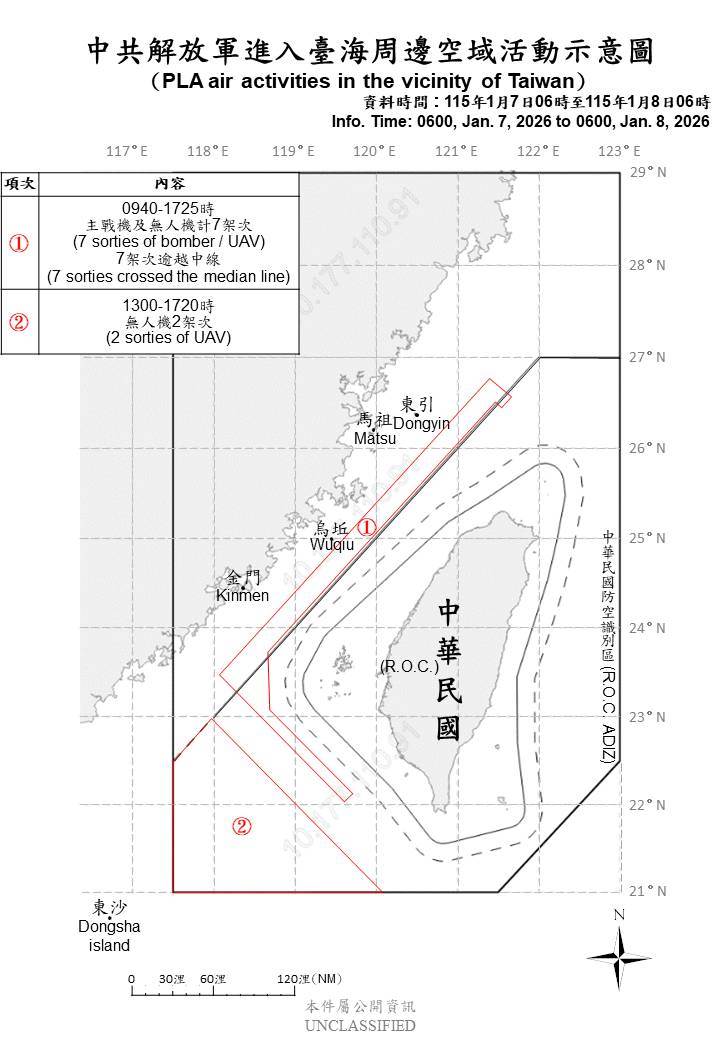 1150108_臺海周邊海、空域活動示意圖