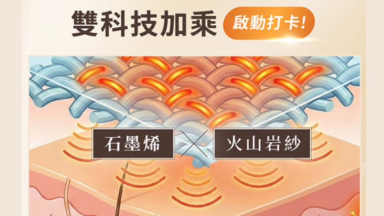 火山岩纖維保留了岩石天然的微孔結構，能有效吸收人體熱能並阻隔冷空氣，實現長效恆溫。（圖／業者提供）