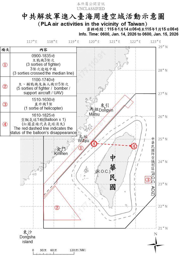 1150115_臺海周邊海、空域活動示意圖