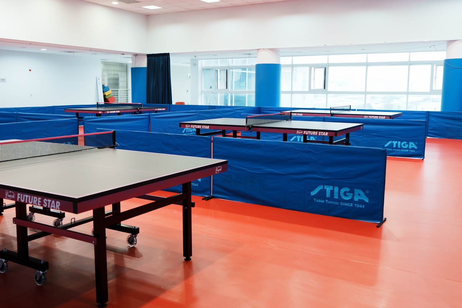 泰山運動中心桌球室採用符合ITTF國際規範桌球檯