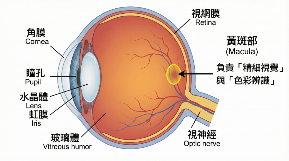 黃斑部一旦功能受損將不可逆，還會對日常造成不少影響。（圖／AI生成）