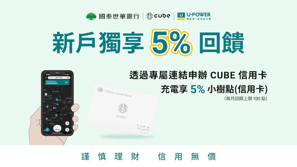 新用戶獨享5%回饋。（圖／U-POWER提供）