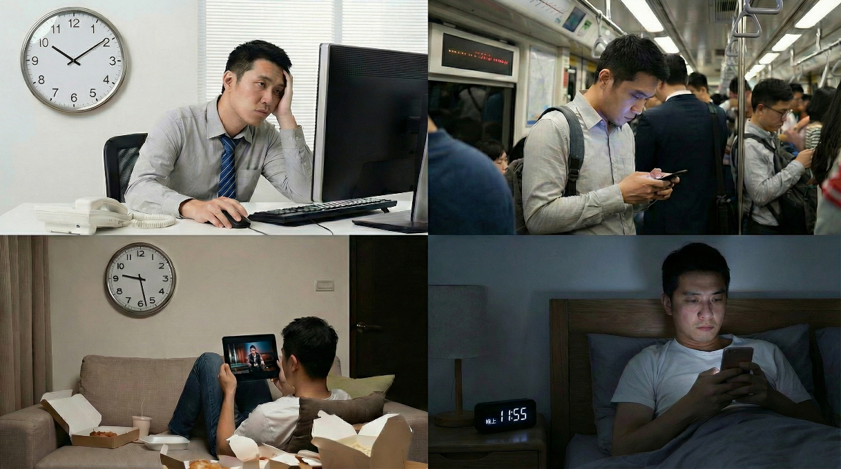 藍光近距離刺激，眼睛疲勞成為現代通病。（圖／AI生成）