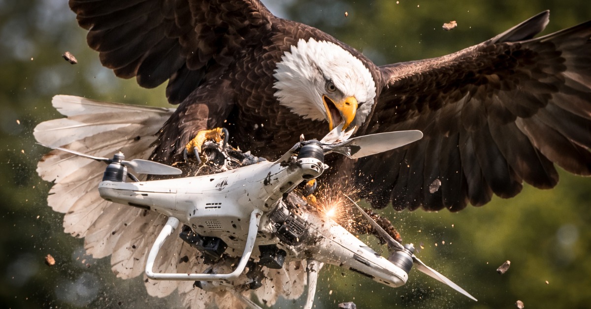 老鷹猛撲無人機！ 「正面自拍照」曝光