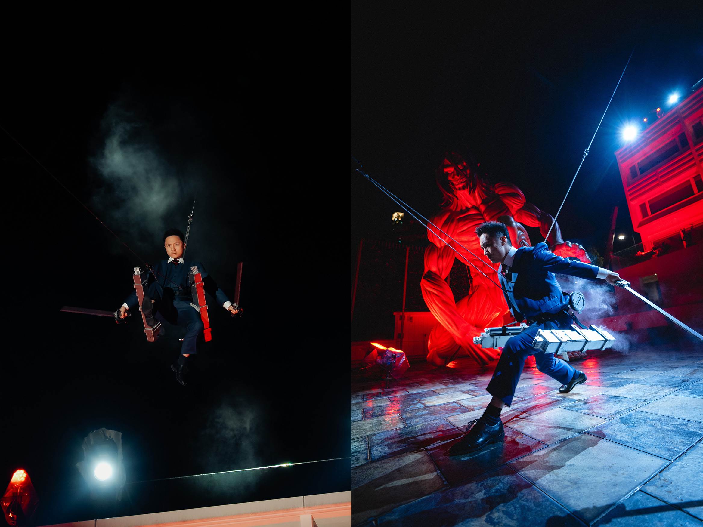 2鍾培生從30米高處縱身一躍，飛向女友身前穩步著地