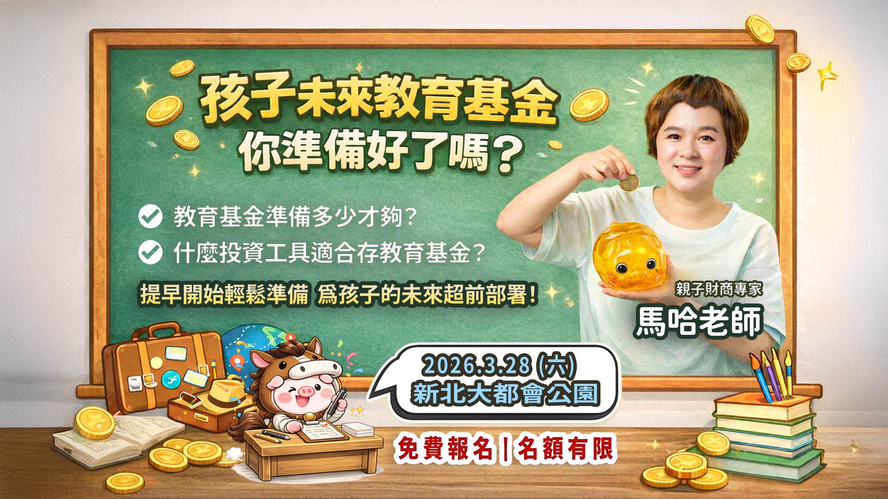 「馬哈老師」親授理財妙招，為孩子鋪好成長大道。（圖／2026YOYO魔法樂園提供）