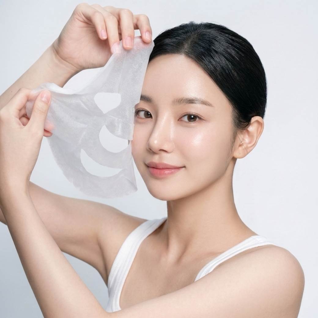 未來美全新「8分鐘麗珠肽面膜」將於3月中起陸續登陸各大通路，讓消費者體驗同步韓國院線級的修護魔力 模特兒使用照