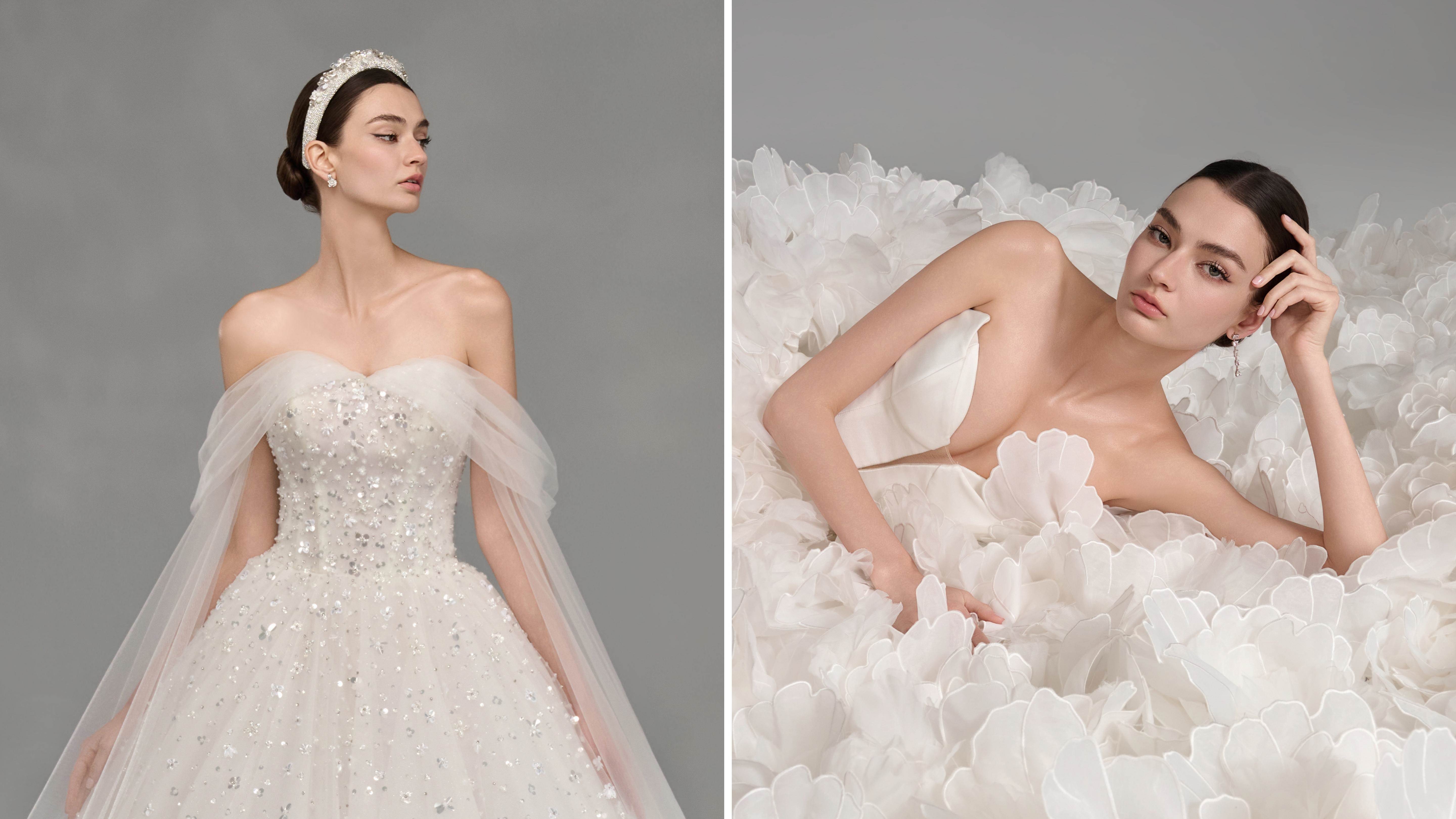 2圖說：象徵精靈翅膀的飄袖「光霧 ／Luminous Mist 」、大量的立體花朵「繁花／ Blossom」是「Fée花園精靈」的重要設計元素。（LinLi Boutique提供）