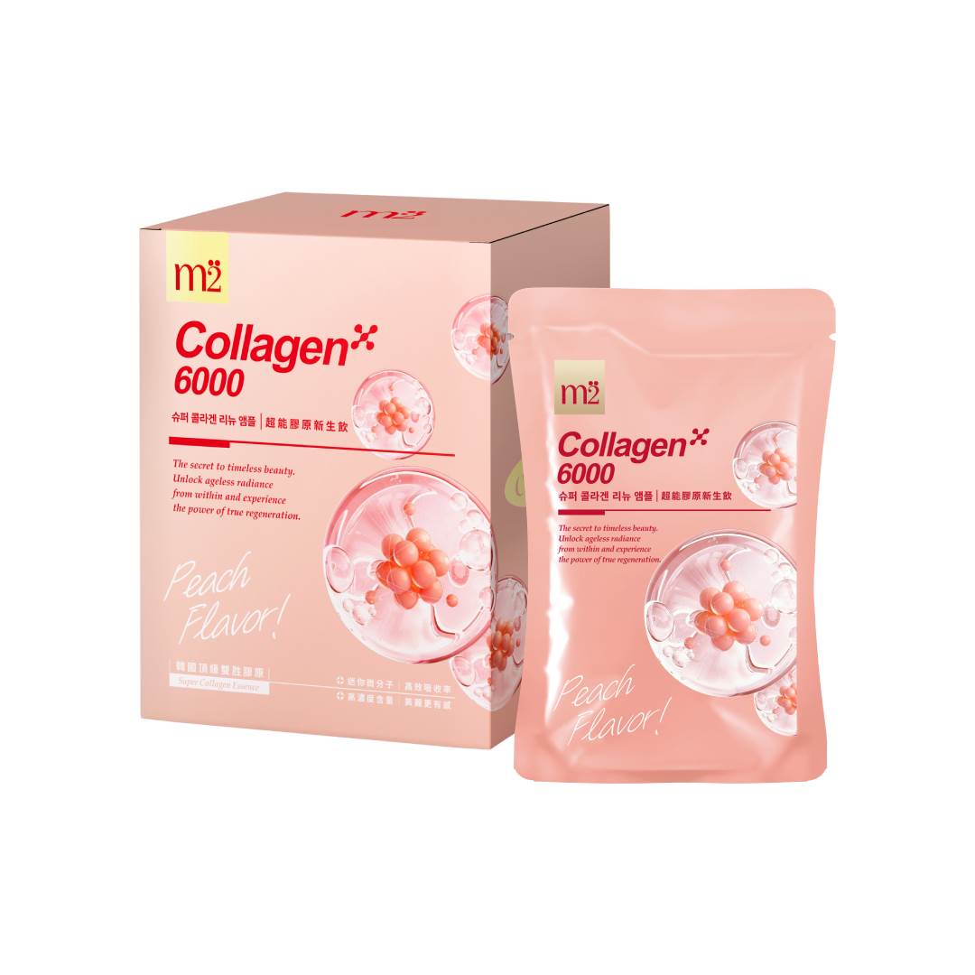 m2美度 超能膠原新生飲 一盒8包 售價$1380 帶有清甜細緻的高雅蜜桃風味，特別添加PDRN深海活源萃取，是需要強化修護時最精準的投資。