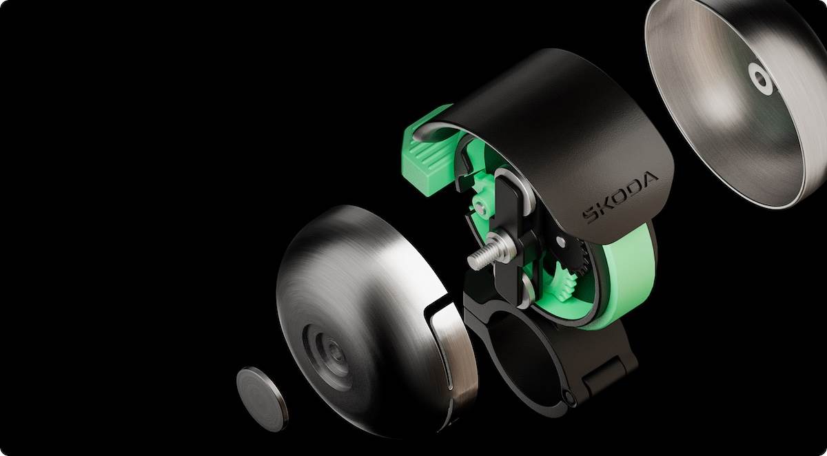 DuoBell透過金屬共振與敲擊模組的細緻調校，產生具變化性的聲音輸出，避免被主動降噪系統判定為規律聲波而加以抑制，確保在多元環境中維持警示效果。（圖／Škoda Taiwan提供）