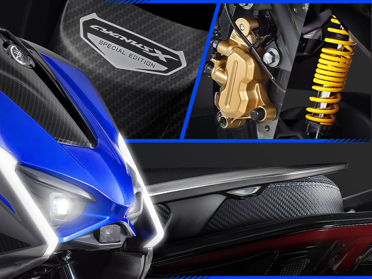 CYGNUS X TSR特仕版Icon Performance極鋒銀以銀色為主要車身色調，並融入碳纖紋理元素，營造出機械質感。（圖／台灣山葉提供）