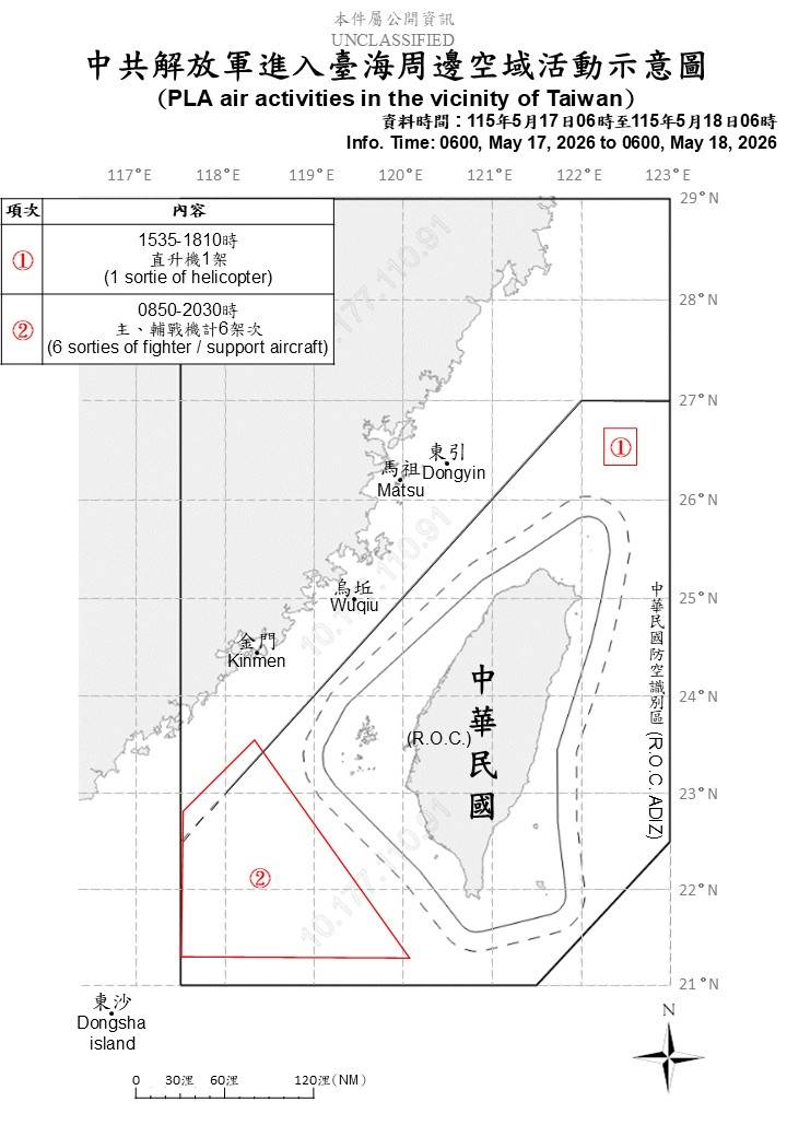 1150518臺海周邊海、空域活動示意圖_251218