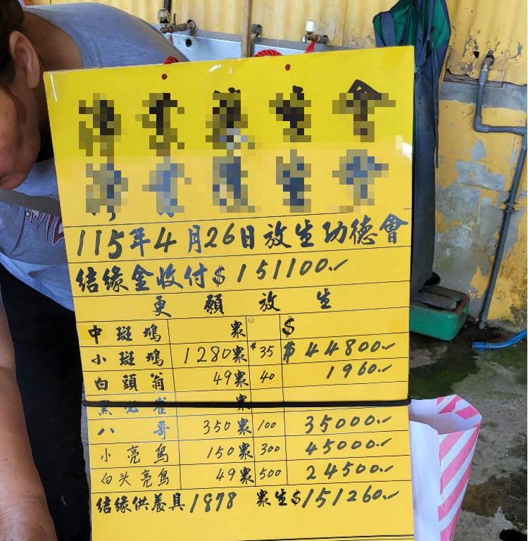 現場共放生近2000隻鳥類。