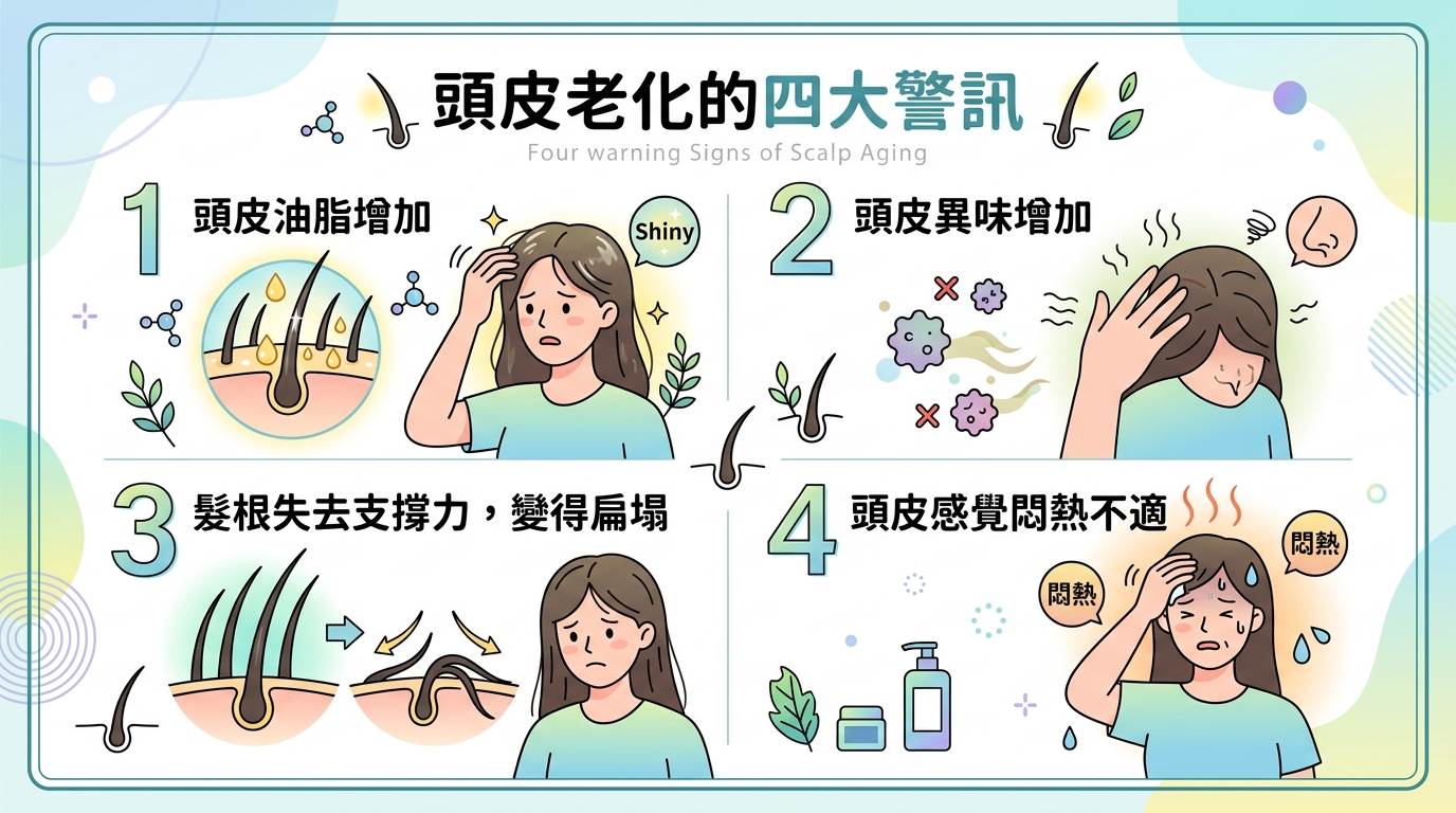 頭皮老化4大警訊一次看。(圖/AI生成)