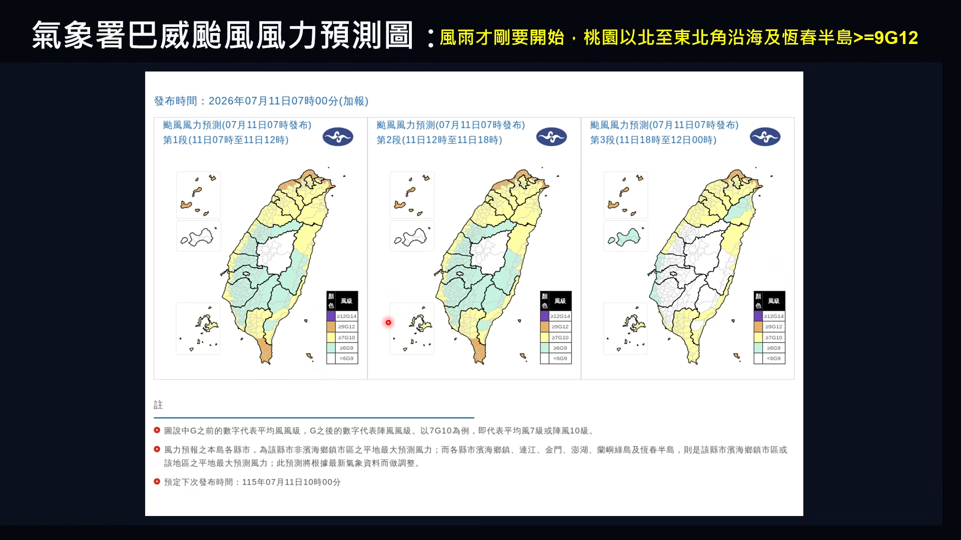 氣象署巴威颱風風力預測圖