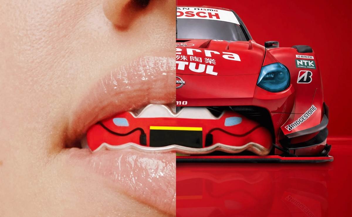 以紅色基底的牙套則是重現了現役Nissan Z GT500廠車霸氣的車頭線條。（圖／日產提供）