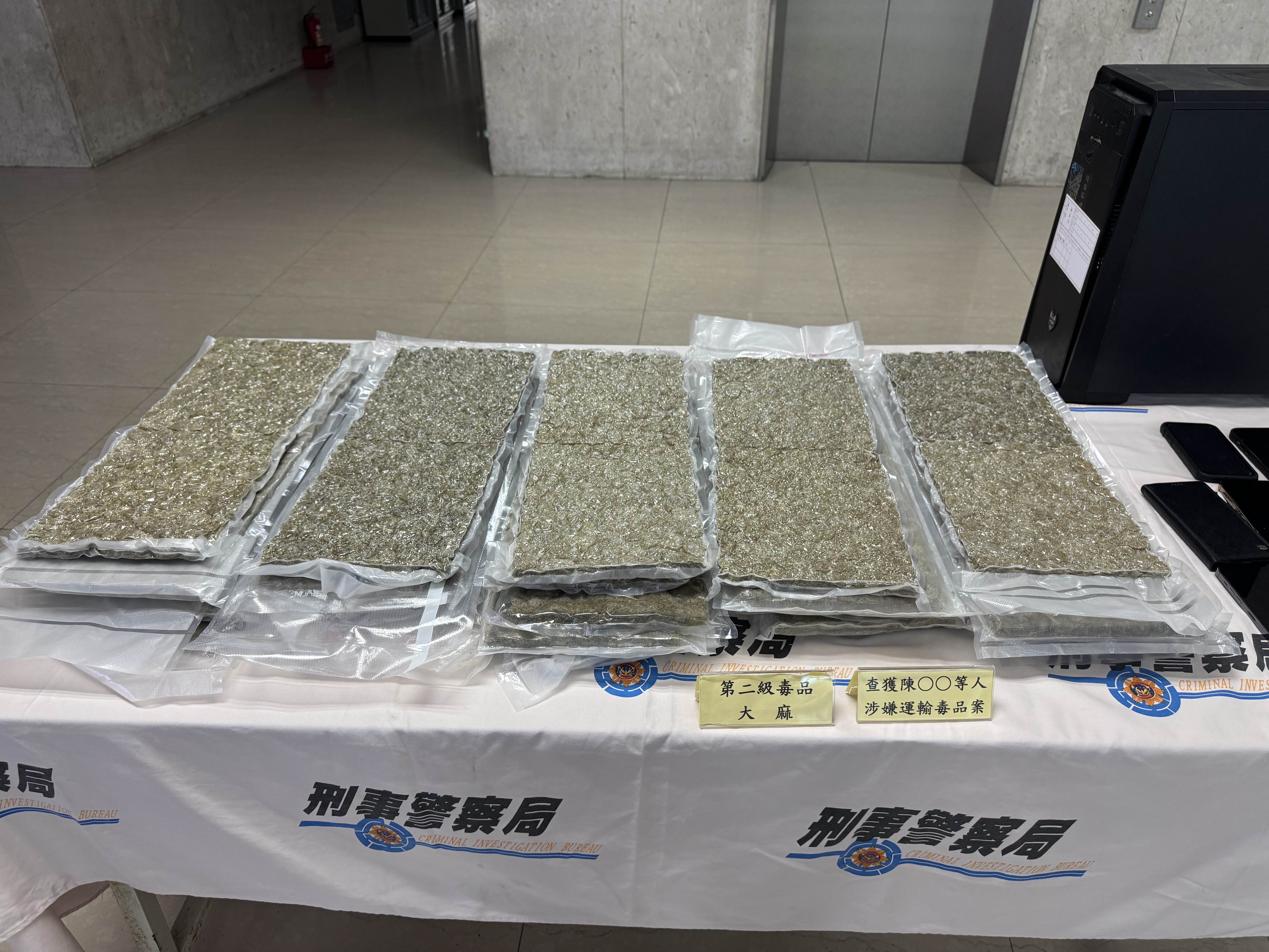 警方查扣20多公斤的大麻毒品。翻攝畫面