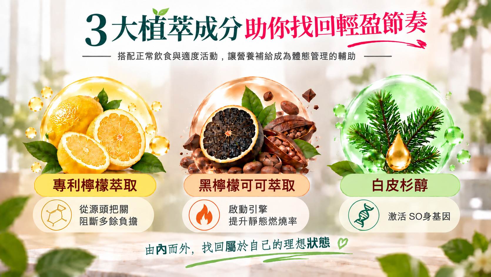 她選擇搭配「IVENOR壹本諾 孅檸萃」，其含有專利檸檬、黑檸檬可可與白皮杉醇等植萃成分，提升<a href='/search/tags/日常代謝/' target='_blank'>日常代謝</a>。（圖／壹本諾生醫 提供）