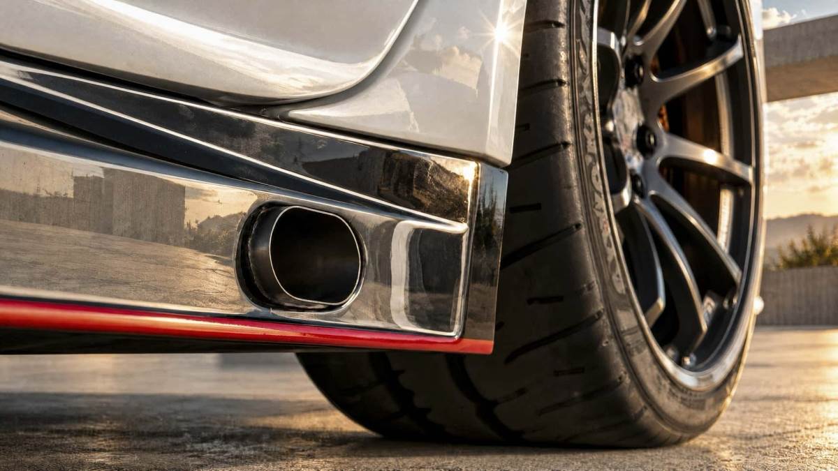 日產為Sentra Spec-V裝上了側邊排氣管，讓車輛在視覺上更有張力。（圖／日產提供）