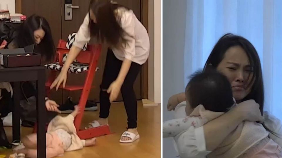 【影片】女兒「頭著地」摔落地面 伊能靜自責掌嘴痛哭「不敢看影片」