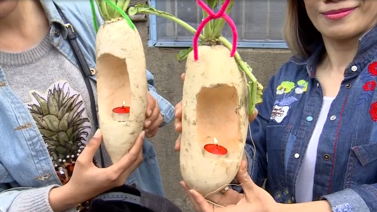 苗栗元宵古禮玩蘿蔔 挖空蘿蔔做燈籠