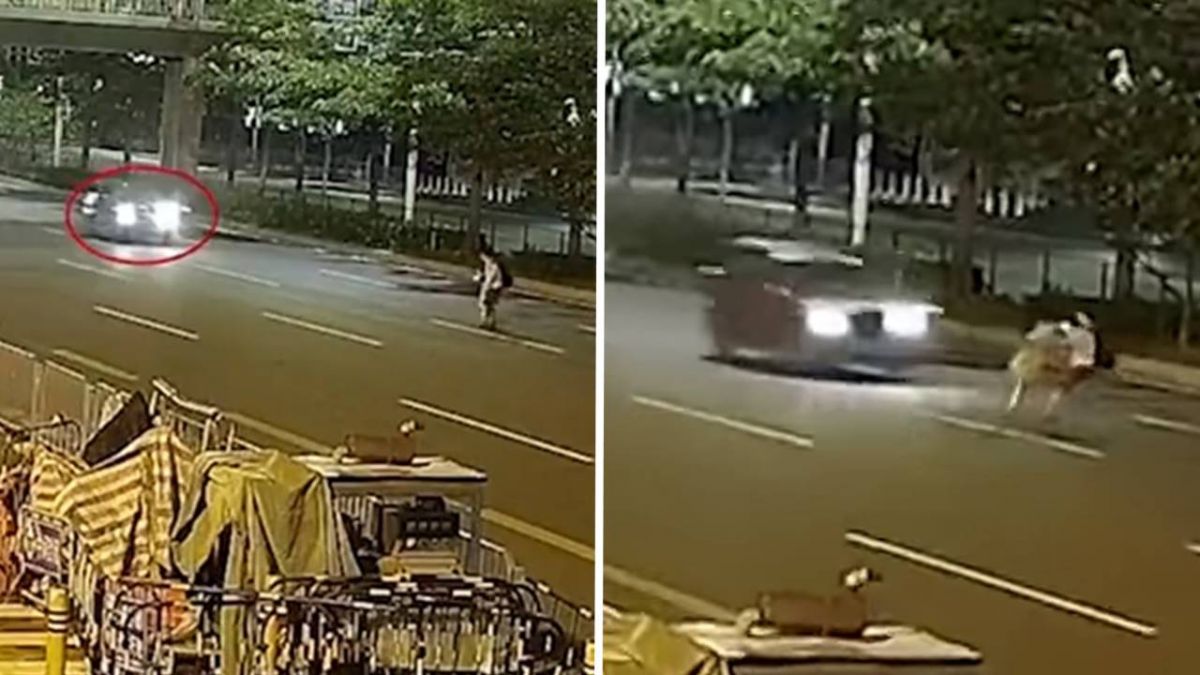 訂婚情侶穿越馬路 離奇「牽手往後跳」下秒撞飛…女重摔亡