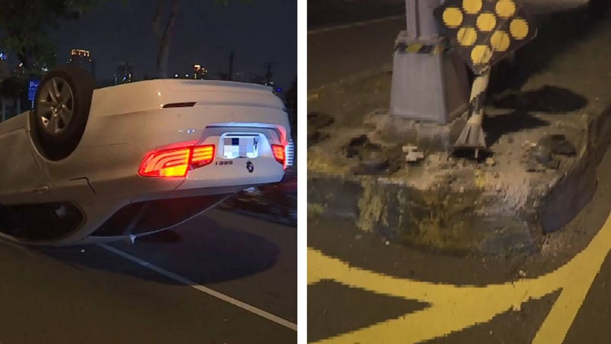 和同事聚餐不勝酒力 自撞安全島翻…車半毀！